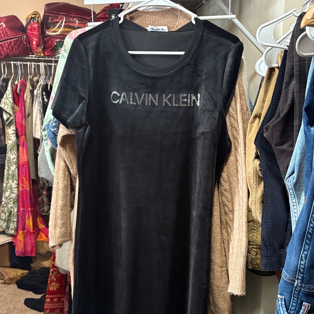 Calvin Klein Black Velvet Dress